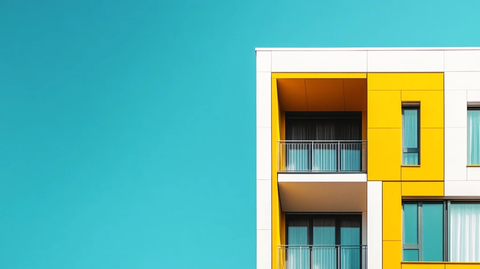 白色建筑黄色面板城市景观