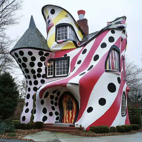 条纹波点折叠窗斜门房