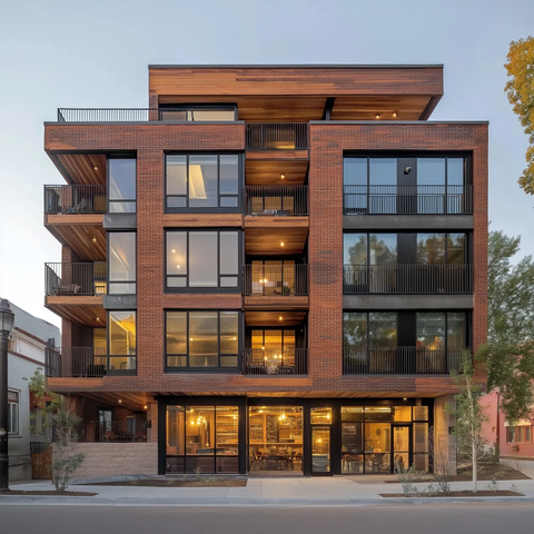 砖木外墙四层公寓餐厅