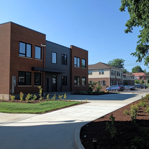 钢结构住房与停车场景象