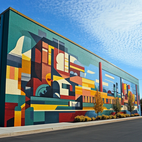 砖块制造历史墙绘