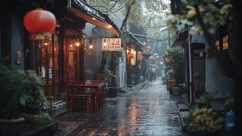 雨中古巷