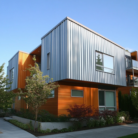 四合院木质吊顶波浪金属外墙