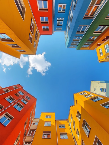 蓝天白云底部视角