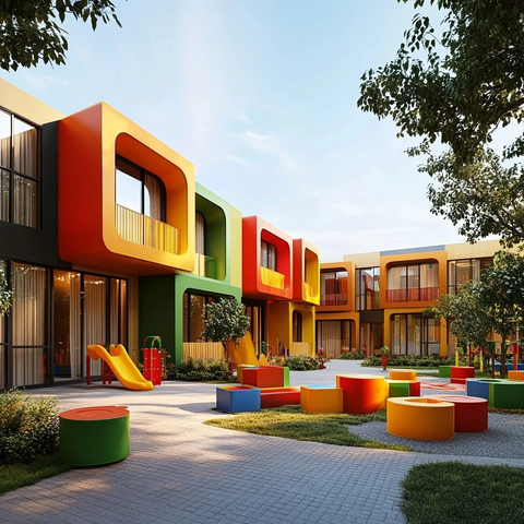 幼儿园建筑外观积木风格设计