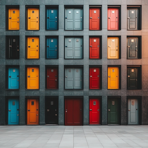 多色彩门建筑展示入口多样性