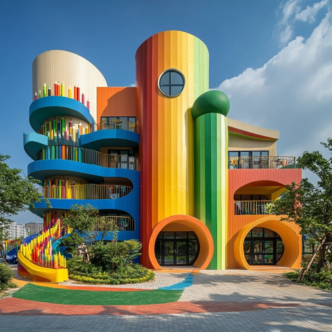 彩虹笔幼儿园前厅与菜园