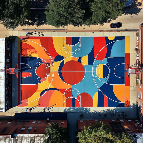 城市篮球场壁画