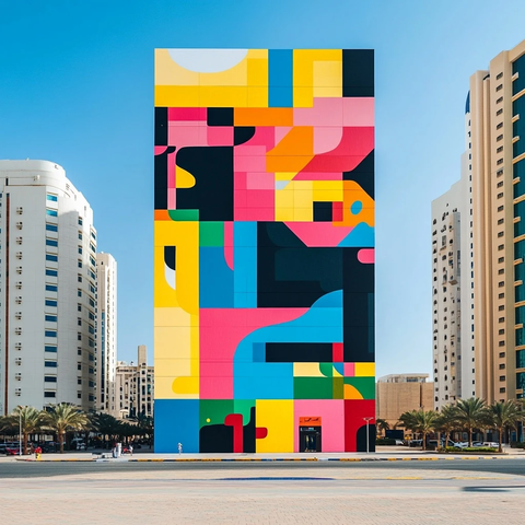 方形像素艺术壁画