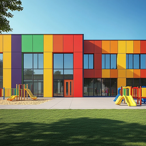 幼儿园后院游乐场实景图