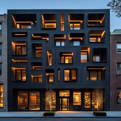 夜间墙体立方壁灯照明