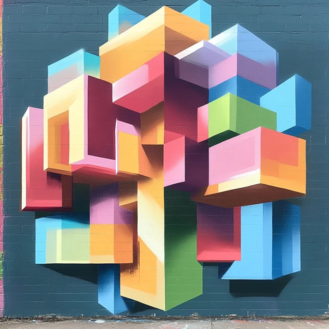 立体彩虹色涂鸦