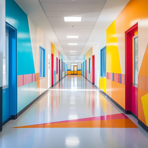 彩色墙裙走廊门框明亮