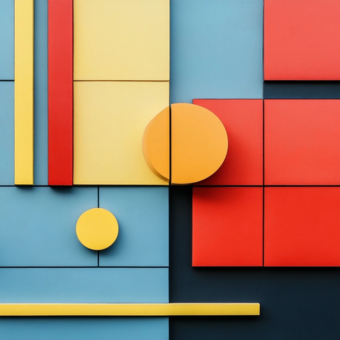 抽象几何形状红黄蓝墙面设计