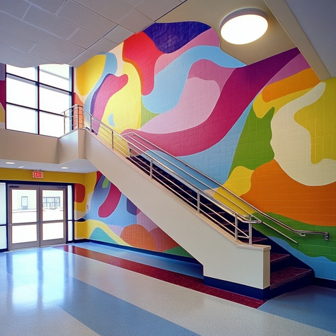 社区三层楼高墙画