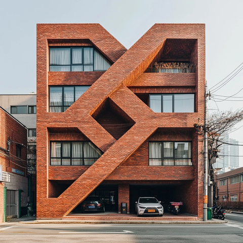 四层砖楼三角方形重复设计