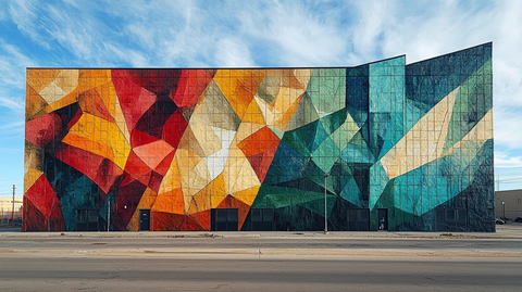 绿褐黄色调壁画