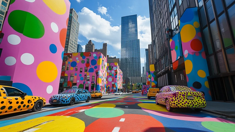 道路变彩虹高楼披花衣