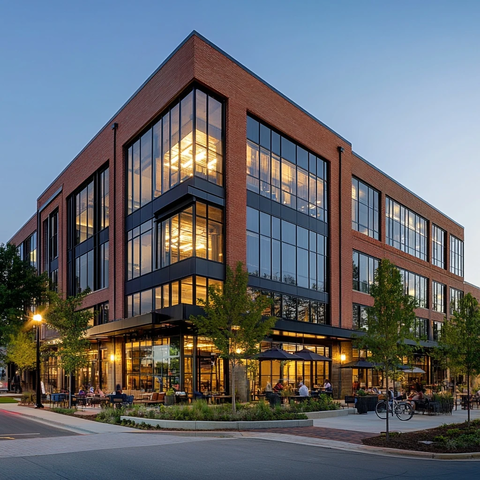 商业建筑玻璃幕墙行人街道