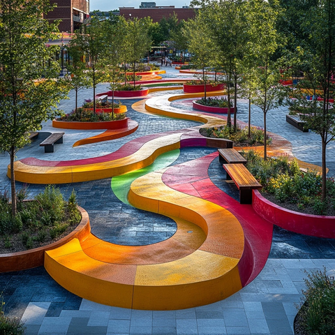 彩色广场喷绘座椅设计