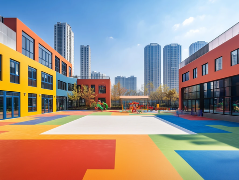 彩色地面儿童游戏空间