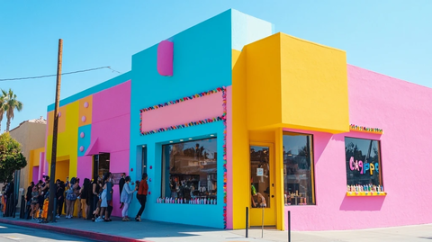 彩色美甲店外排队人群