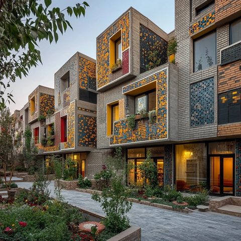 彩色几何图案住宅社区