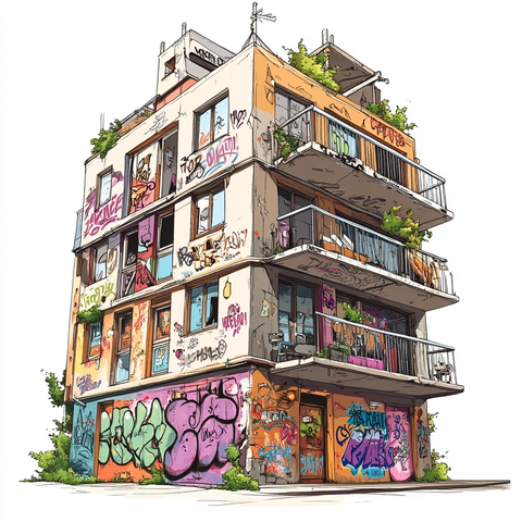 涂鸦壁画住宅楼