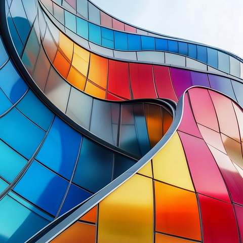 银色曲线分割彩色块