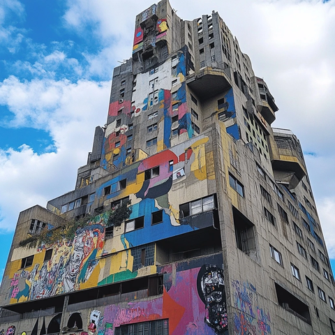 未来主义涂鸦摩天大楼