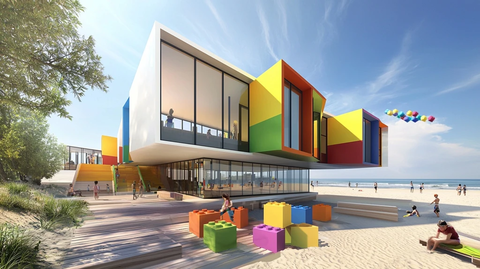 彩色积木形状模块化建筑