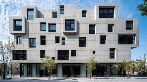 灰白混凝土建筑立面