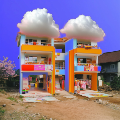 多彩建筑与樱花街道