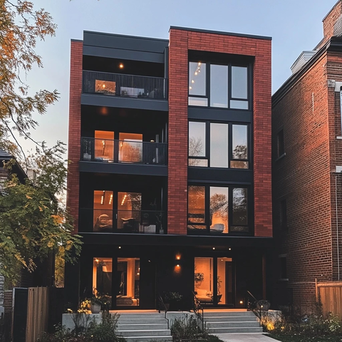 红砖公寓楼阳台设计