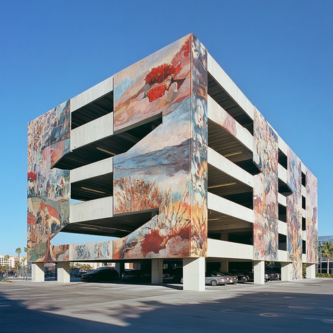 三层停车库外墙油画