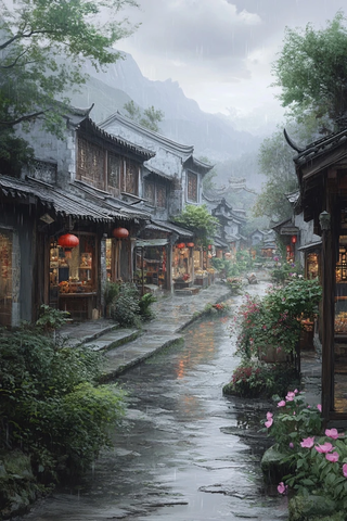 烟雨古镇风情