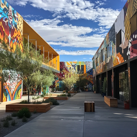 涂鸦墙与步行道设计