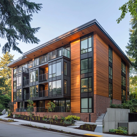 山坡四层木砖公寓