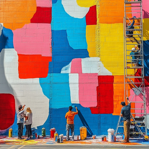 艺术家社区协作彩绘壁画