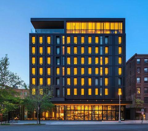 三层酒店大楼现代建筑