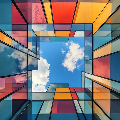 天空中的蒙德里安几何画