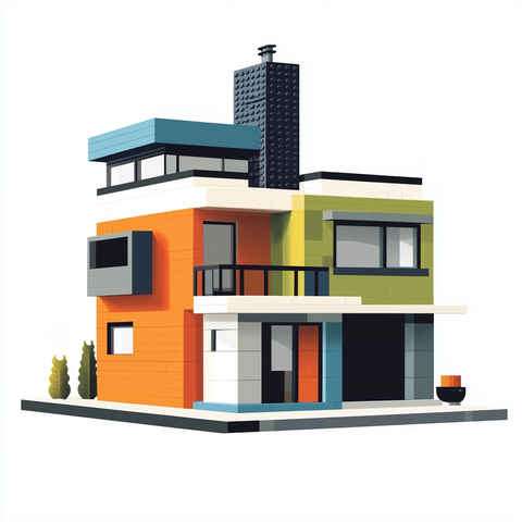 乐高积木拼搭现代房屋