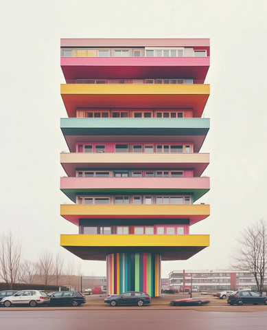 悬空建筑立面条纹设计