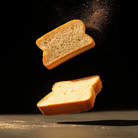 空中飘落的两片面包