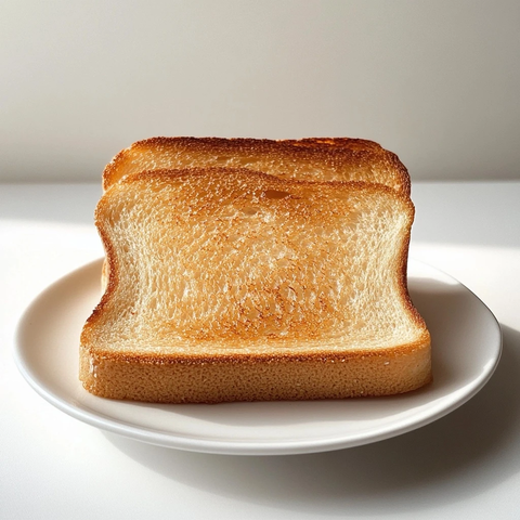 金色谷物切片吐司与白盘