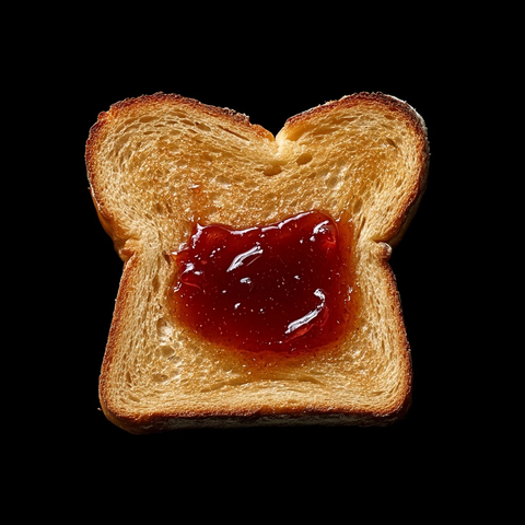 大块吐司中间一小点果酱