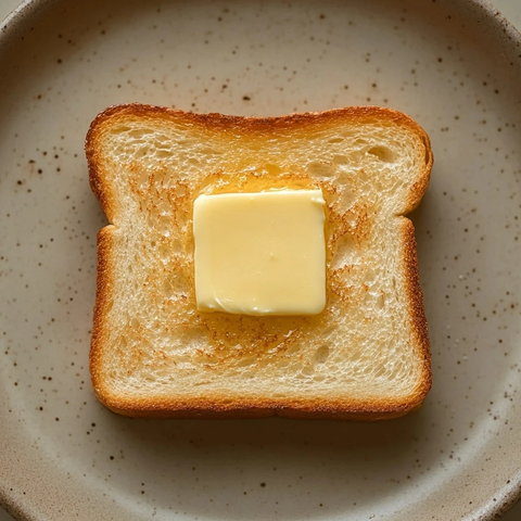 烤面包片与黄油俯视图