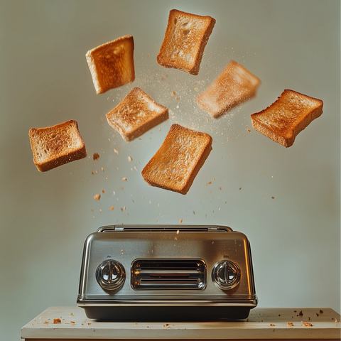 飞出吐司机的薄片吐司