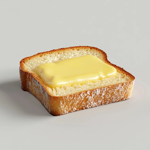 黄油涂抹面包切片特写