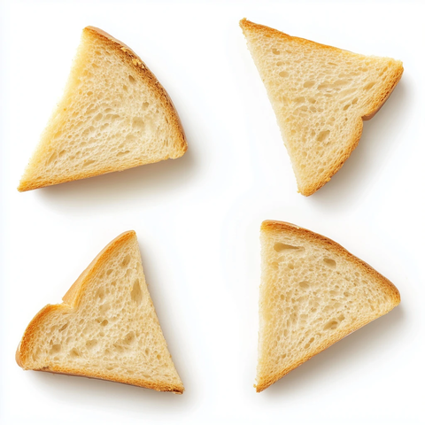 三角形白面包切片俯视图